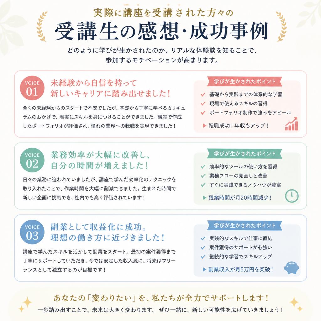 受講者の声：多くの成功事例