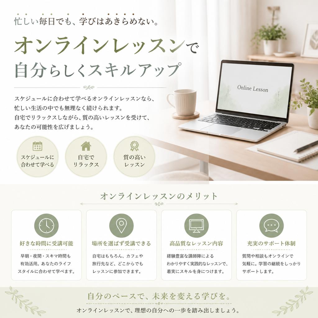 オンラインレッスンで全国どこでも受講可能