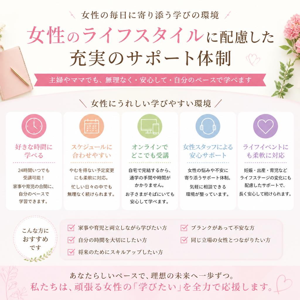 女性に優しいサポート体制