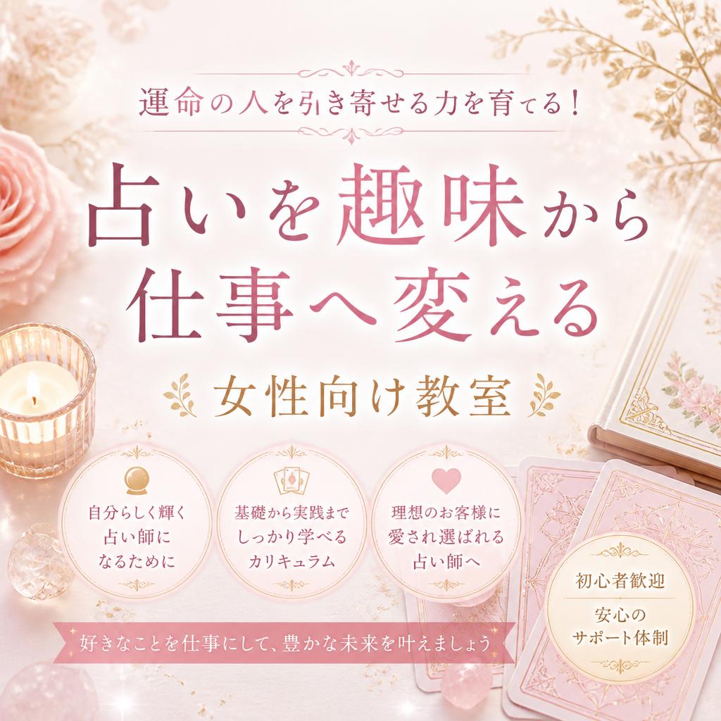 運命の人を引き寄せる力を育てる！<br>占いを趣味から仕事へ変える女性向け教室
