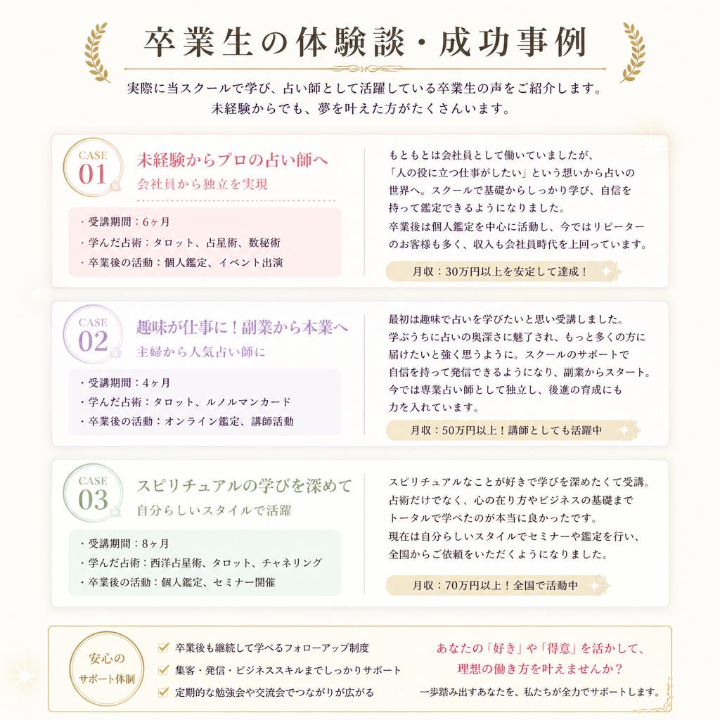 成功事例：卒業生の声