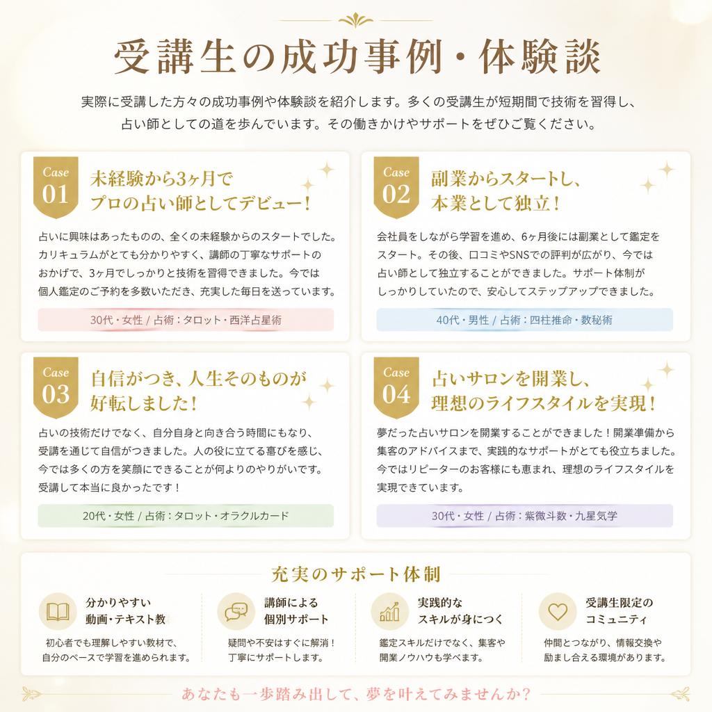 受講生の声：成功事例と体験談