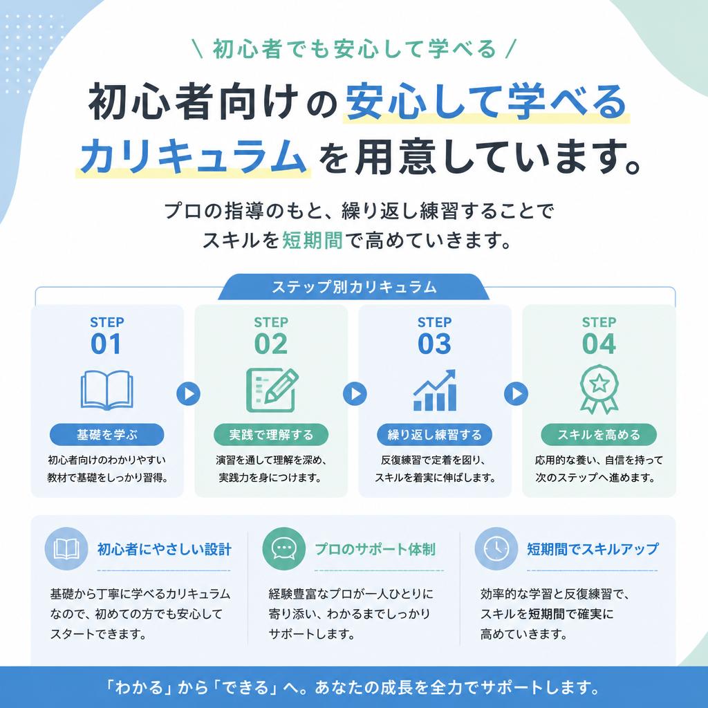 初心者も安心！充実したカリキュラム