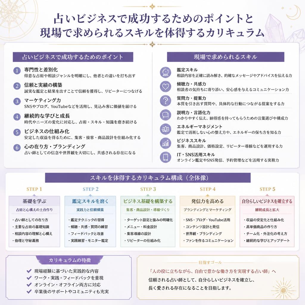 稼げる占い師に！実践的なスキルを習得