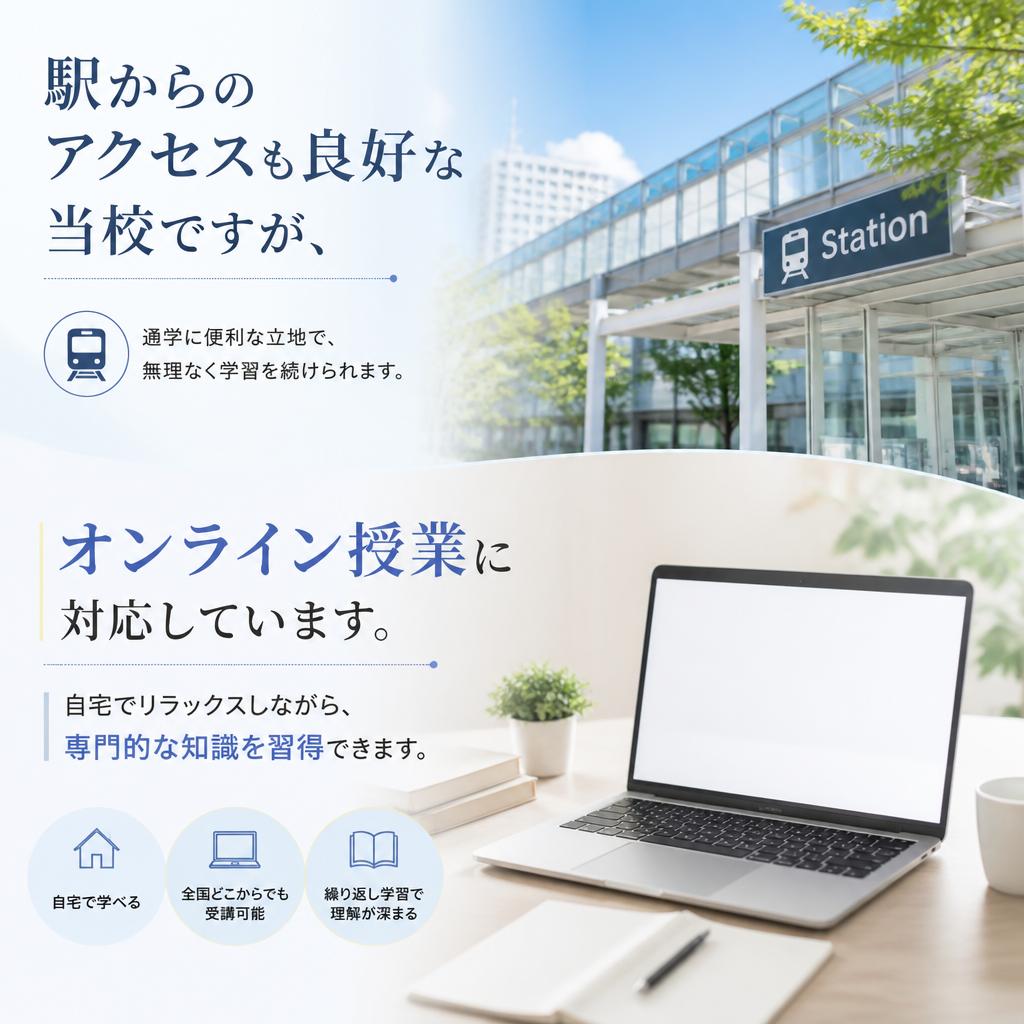在宅でリラックス！オンラインで受講可能