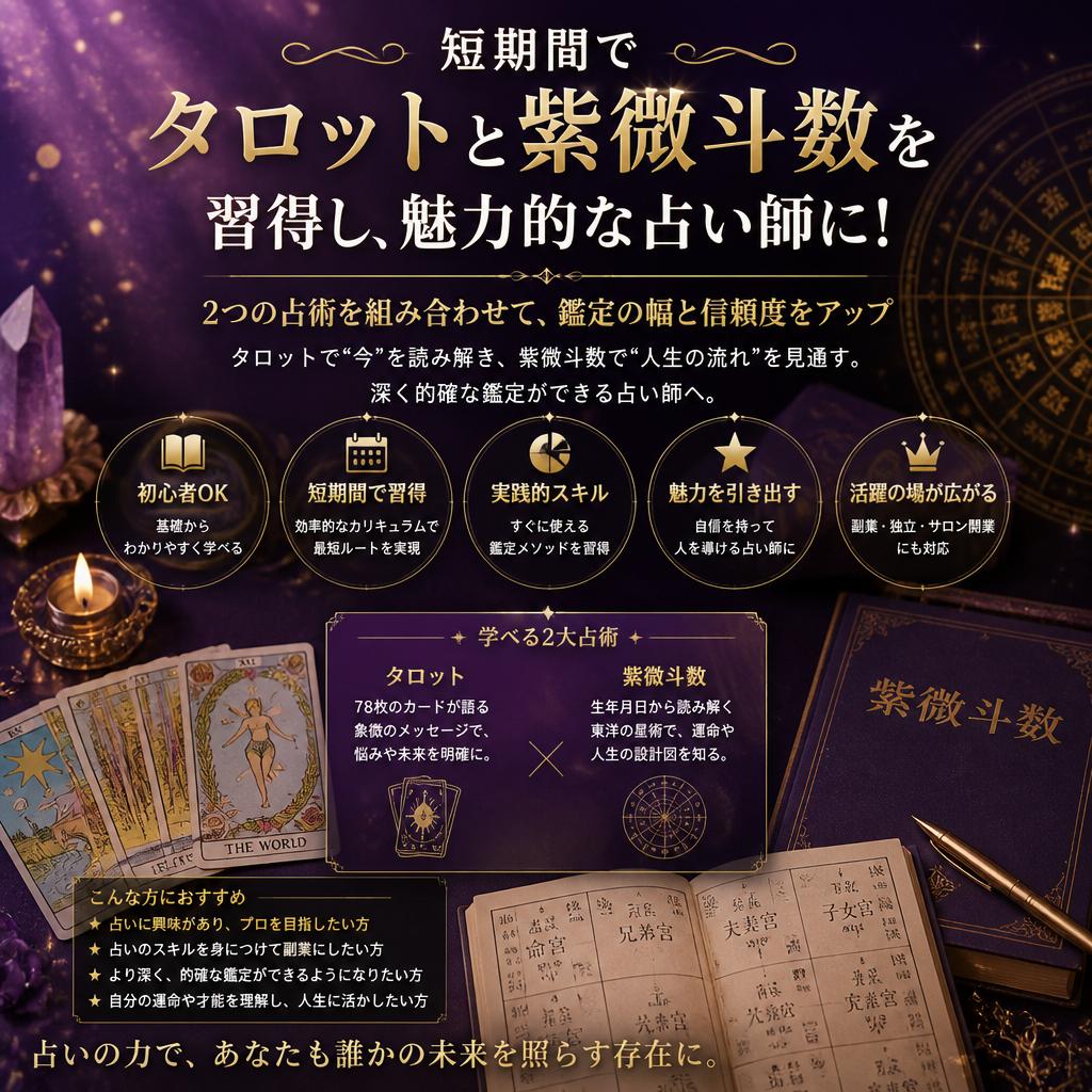 短期間でタロットと紫微斗数を習得し、魅力的な占い師に！