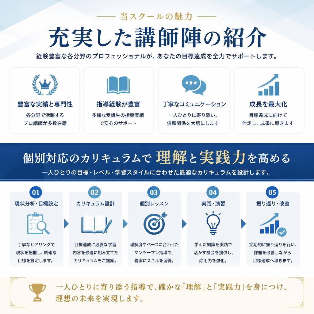 実績ある講師陣による徹底サポート