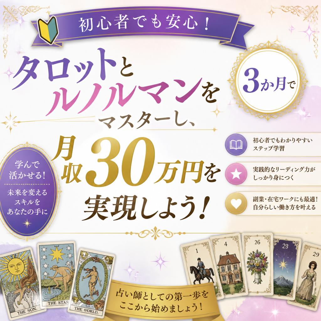 初心者でも安心！タロットとルノルマンをマスターし、3か月で月収30万円を実現しよう！