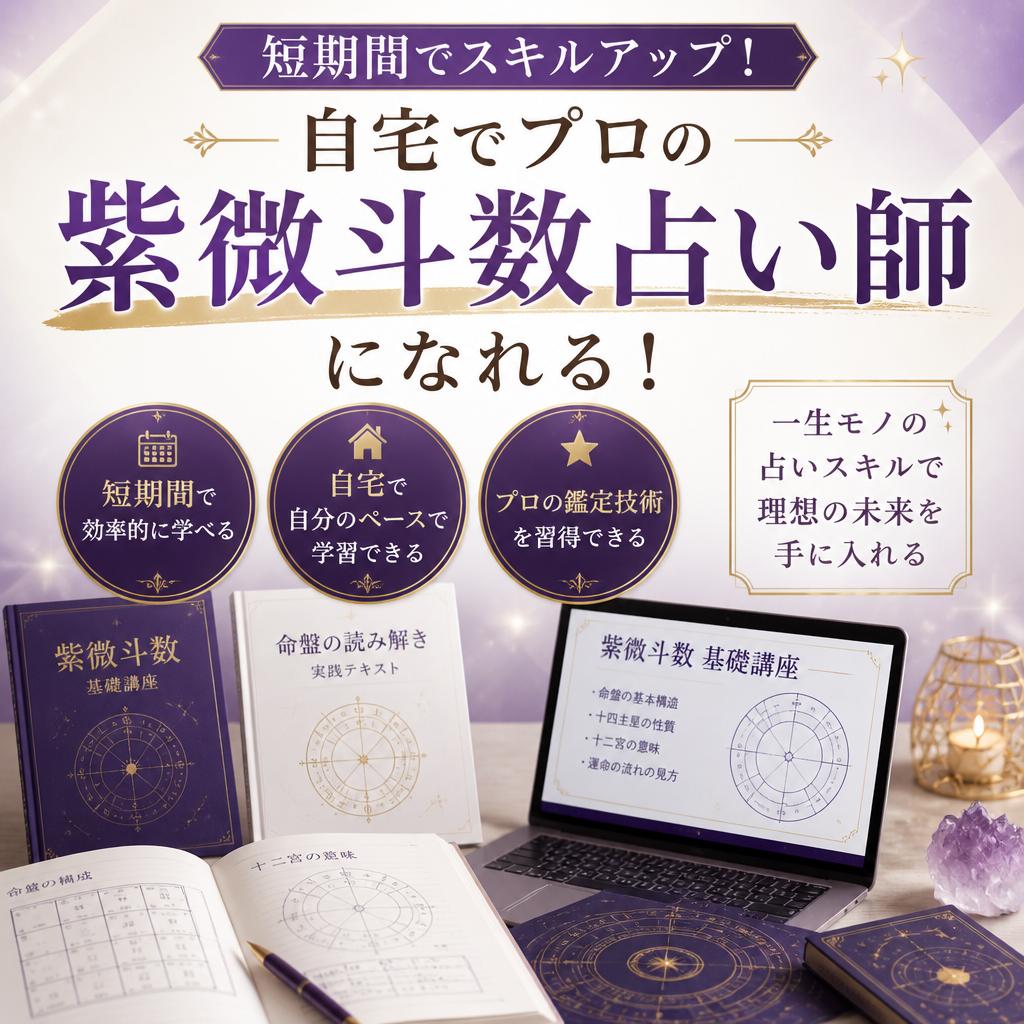 短期間でスキルアップ！自宅でプロの紫微斗数占い師になれる！