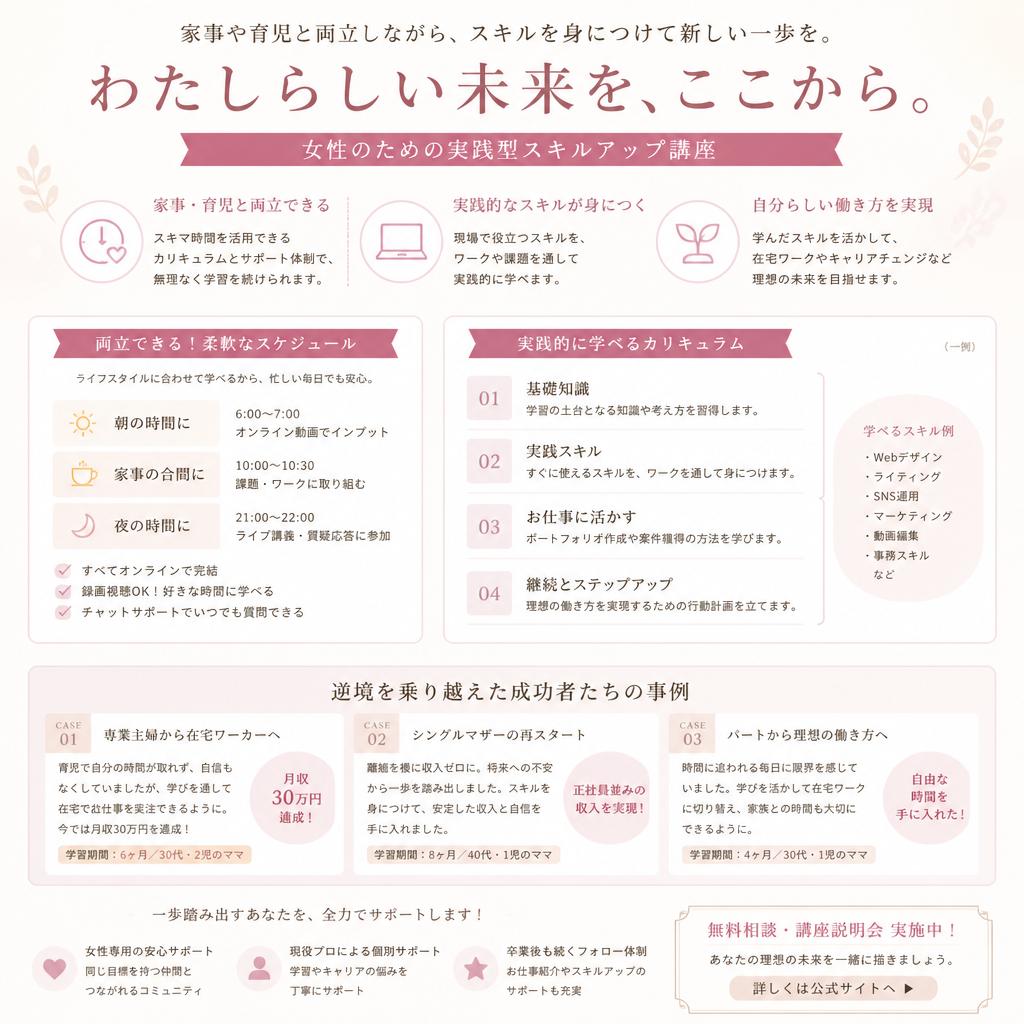 女性に特化したカリキュラム