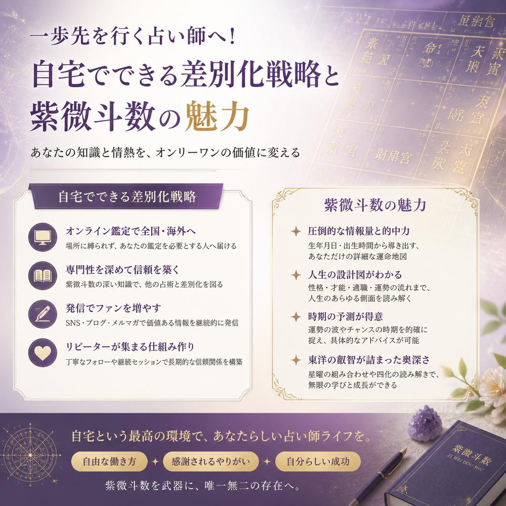 一歩先を行く占い師へ！自宅でできる差別化戦略と紫微斗数の魅力