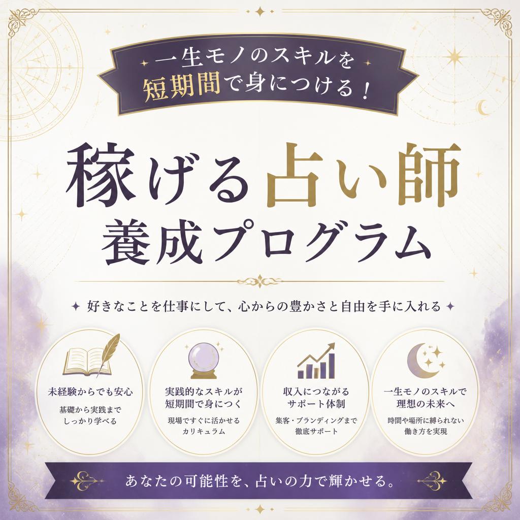 一生モノのスキルを短期間で身につける！稼げる占い師養成プログラム
