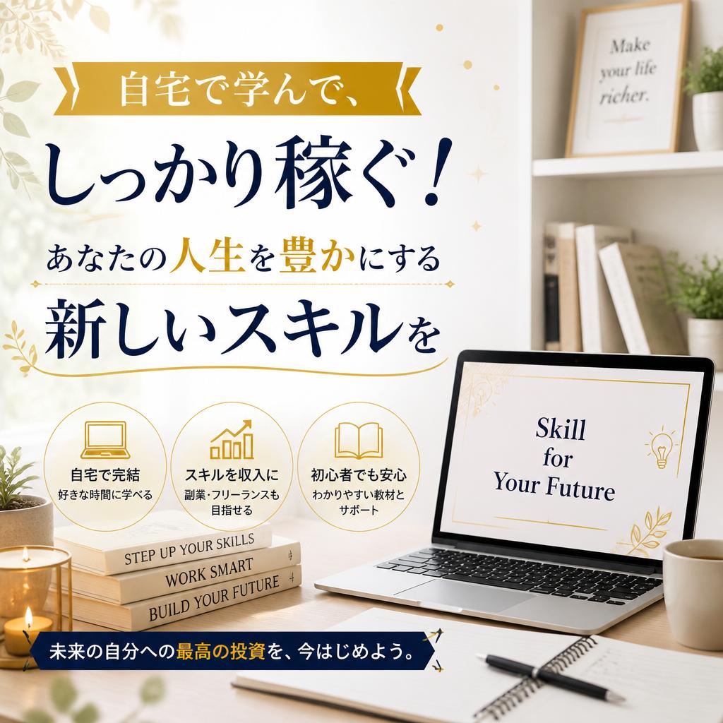 自宅で学んで、しっかり稼ぐ！あなたの人生を豊かにする新しいスキルを