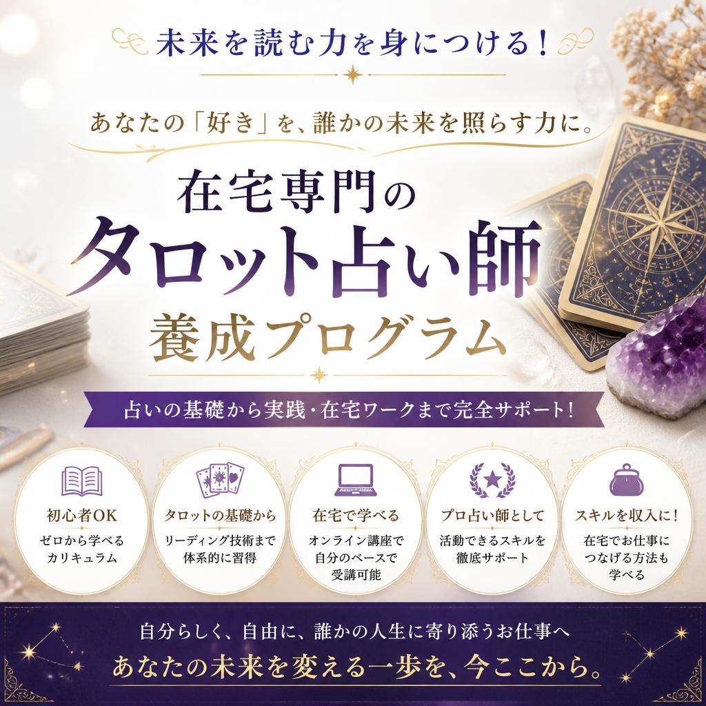 未来を読む力を身につける！在宅専門のタロット占い師養成プログラム