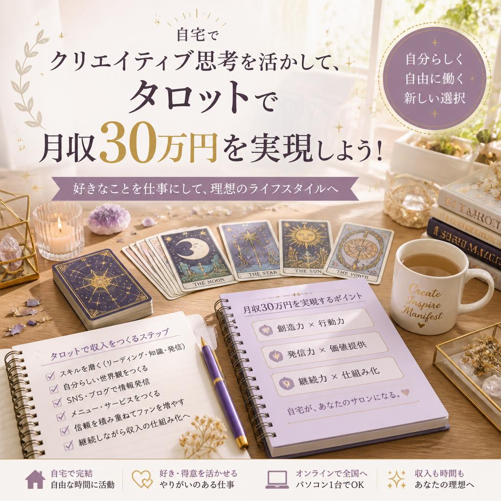 自宅でクリエイティブ思考を活かして、タロットで月収30万円を実現しよう！