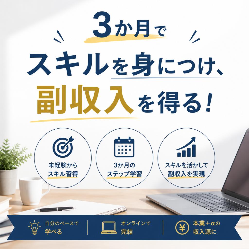 3か月でスキルを身につけ、副収入を得る！