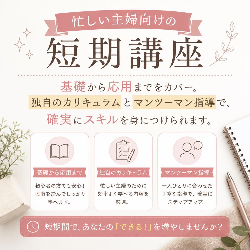 初心者でも安心！短期講座のご紹介